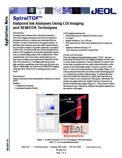 Apps Note Ballpoint Ink LDI and SEM EDS
